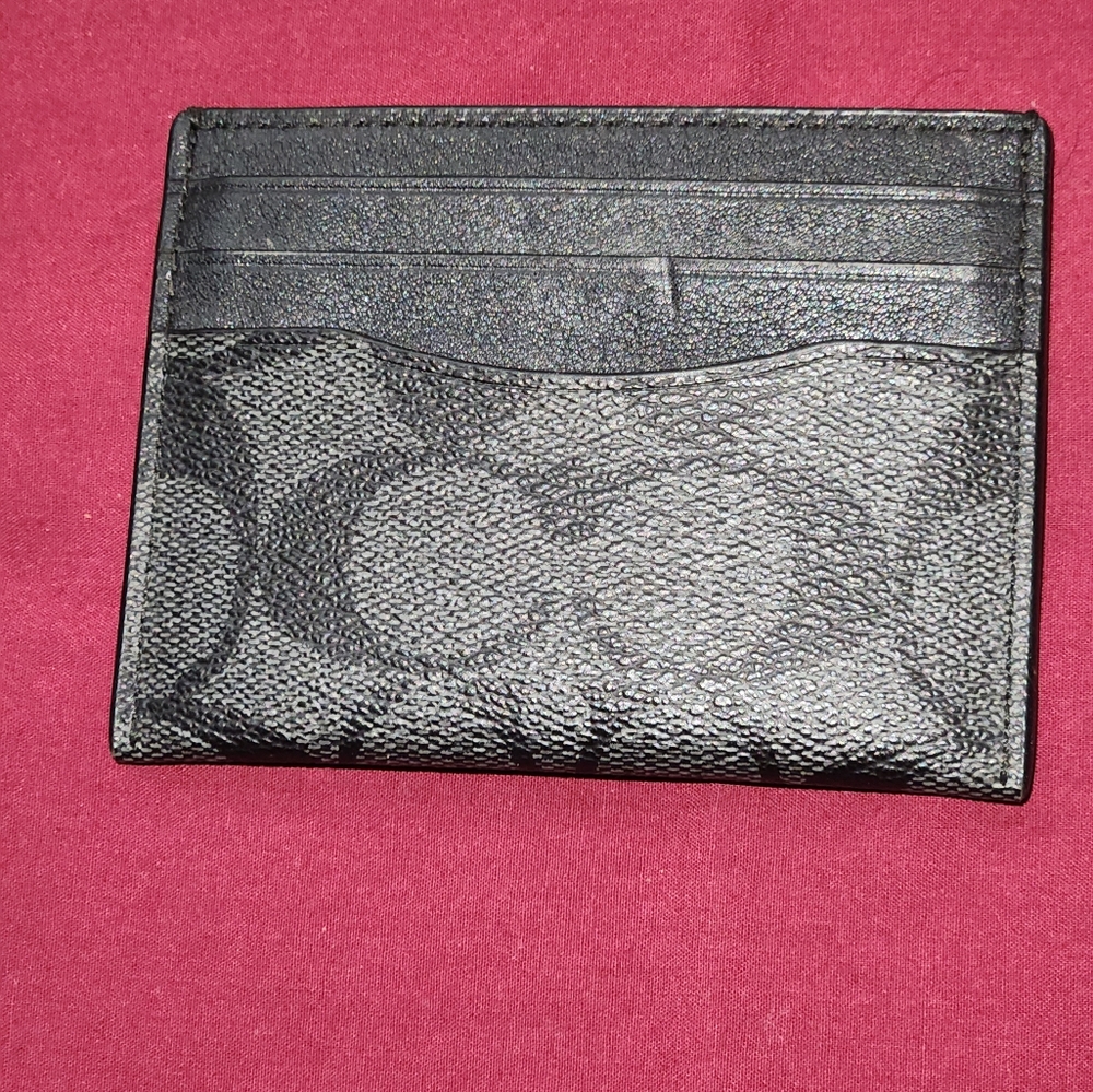 Men Coach Signatue Coated Cardholder Black